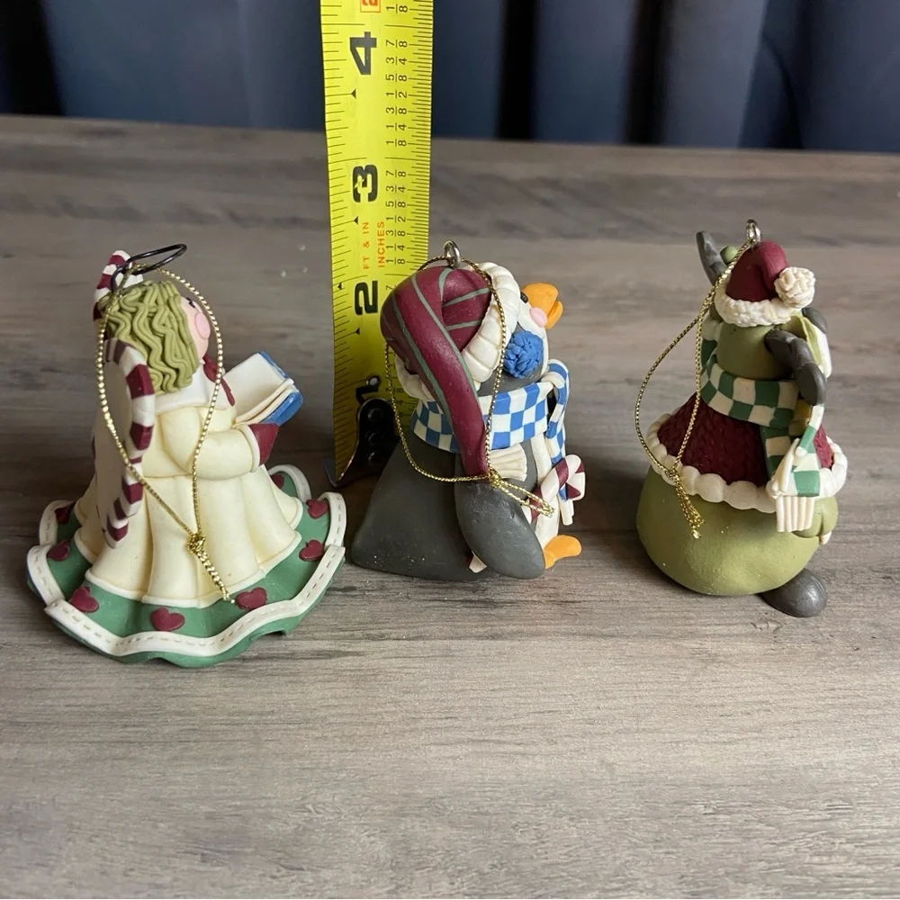 Lot of 3,‎ Polymer Clay Christmas Ornaments, Angel, Penguin, Reindeer